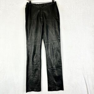 Vintage Bebe Leather Pants Y2K 90s Size 6 Black Lined Mid Rise Grunge Goth